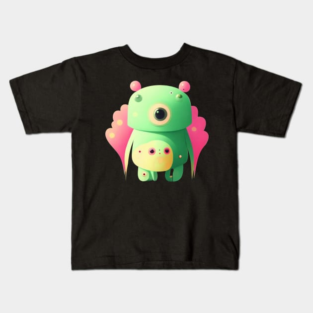 Cute Alien Monster Kids T-Shirt by Tiberiuss